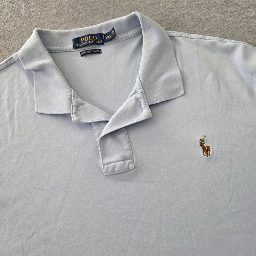 Polo Ralph Lauren Mens XXL Light Blue Pima Soft Touch Cotton Short Sleeve Polo